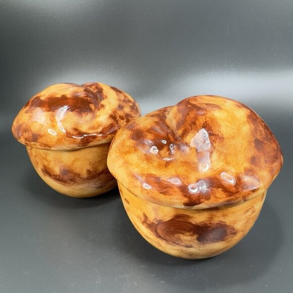 Italian Pottery Bread Pastry Cupcake Canister Jar Container Set 2 Made In Italy - Picture 13 of 14